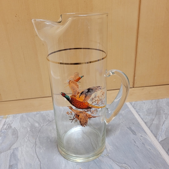 Vintage 70s Hand-blown pheasants Bar Pitcher - Picture 9 of 9